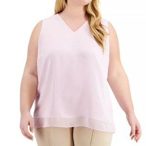 Alfani Chiffon-Hem Top Color: Lavender Rain